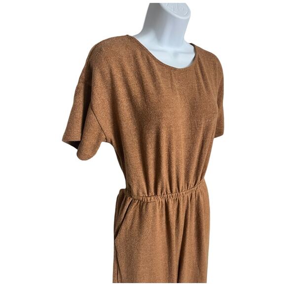 Le Lis Collection open back pants jumpsuit w/ pockets heather brown Medium NWT - Picture 3 of 7